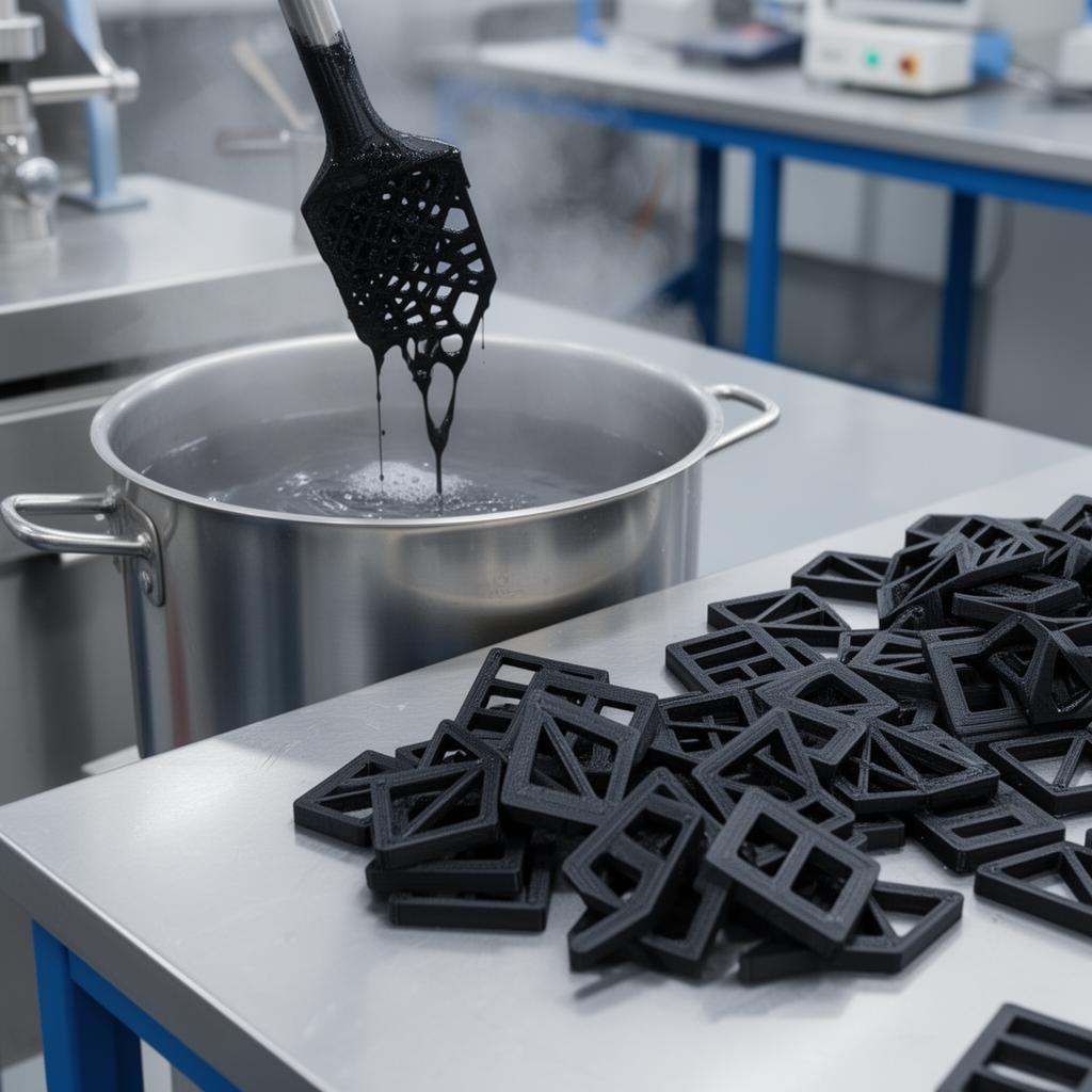 3D nyomtatott PA12 alkatrészek mélyszínezése festékfürdőben